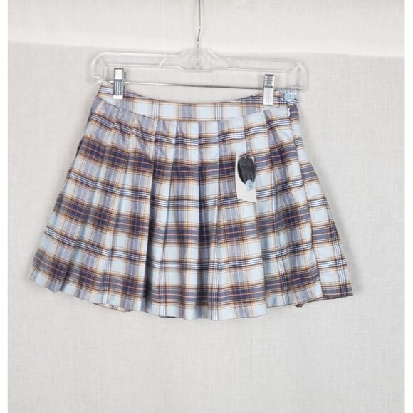 Forever 21 Plaid Pleated Skirt S Tartan Mini Blue Clueless Academia 90s Y2K NEW - Picture 1 of 4